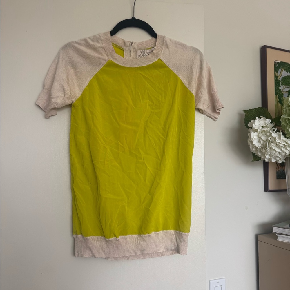 Lela Rose Silk Short Sleeve Top